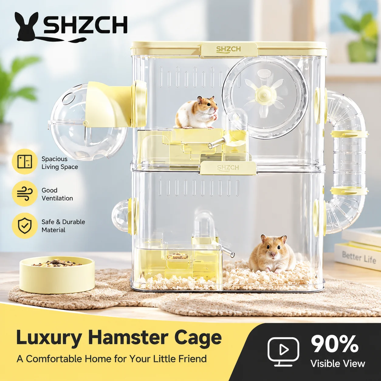 Fully transparent building block hamster cage large space luxury stacked two-layer multi-layer DIY can be expanded and freely