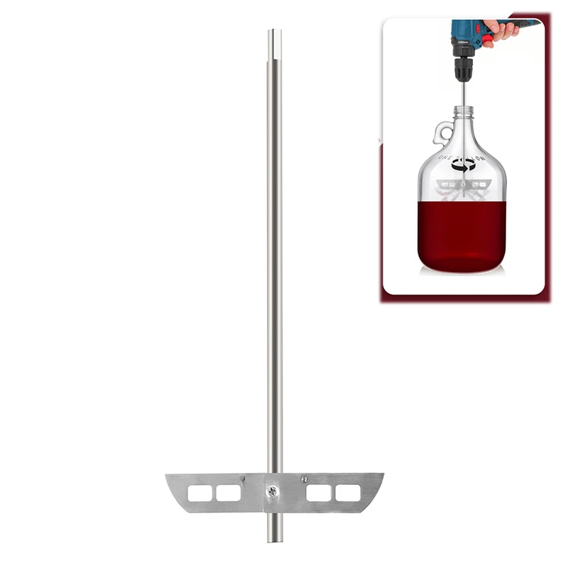 Bierbraupaddel, Belüftungsbrühpaddel aus Edelstahl, selbstgebrautes Rührer-Bohrmischerstab, integrierter 3/8'' oder 1/2'' Sechskantbohrer