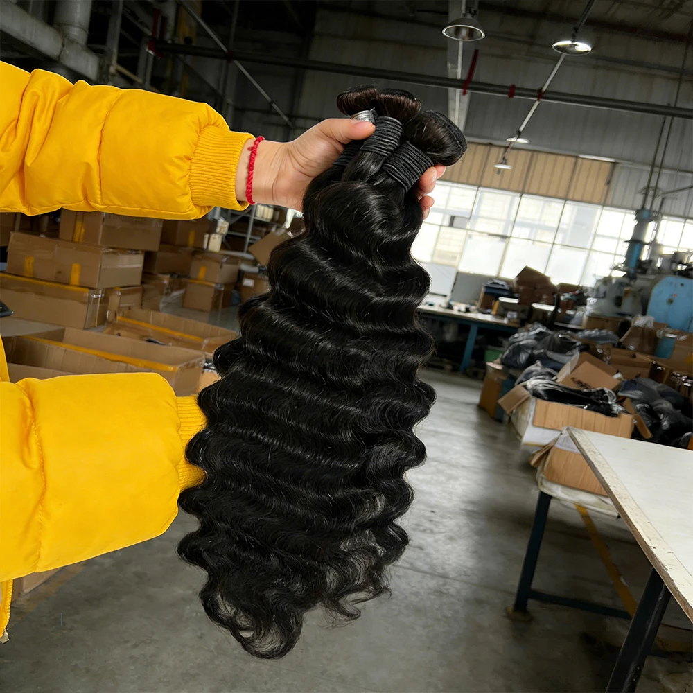 16A Loose Deep Wave Human Hair Bundles  24 26 28 inch Real Remy Deep Curly 2/3/4 Pcs Human Hair Extensions Natural Color For Women Double Weft