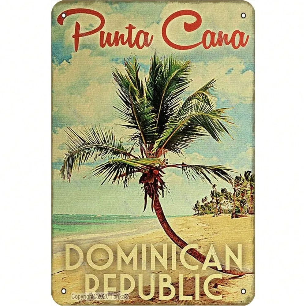 

Vintage Art Deco Ramadan 2026 & Valentine's Metal Sign, Retro Caribbean Beach Wall Decor for Home Bar Cafe