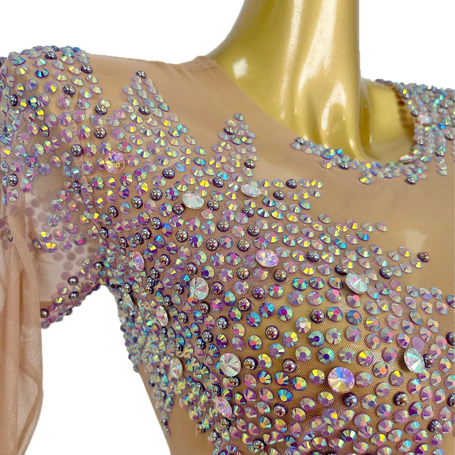 Women Fancy Leotard Rhinestones Skinny Bodysuit Club Girls Dance Show Bodysuits Bars DJ Singer Stage Costumes Sheer Mesh Leotard