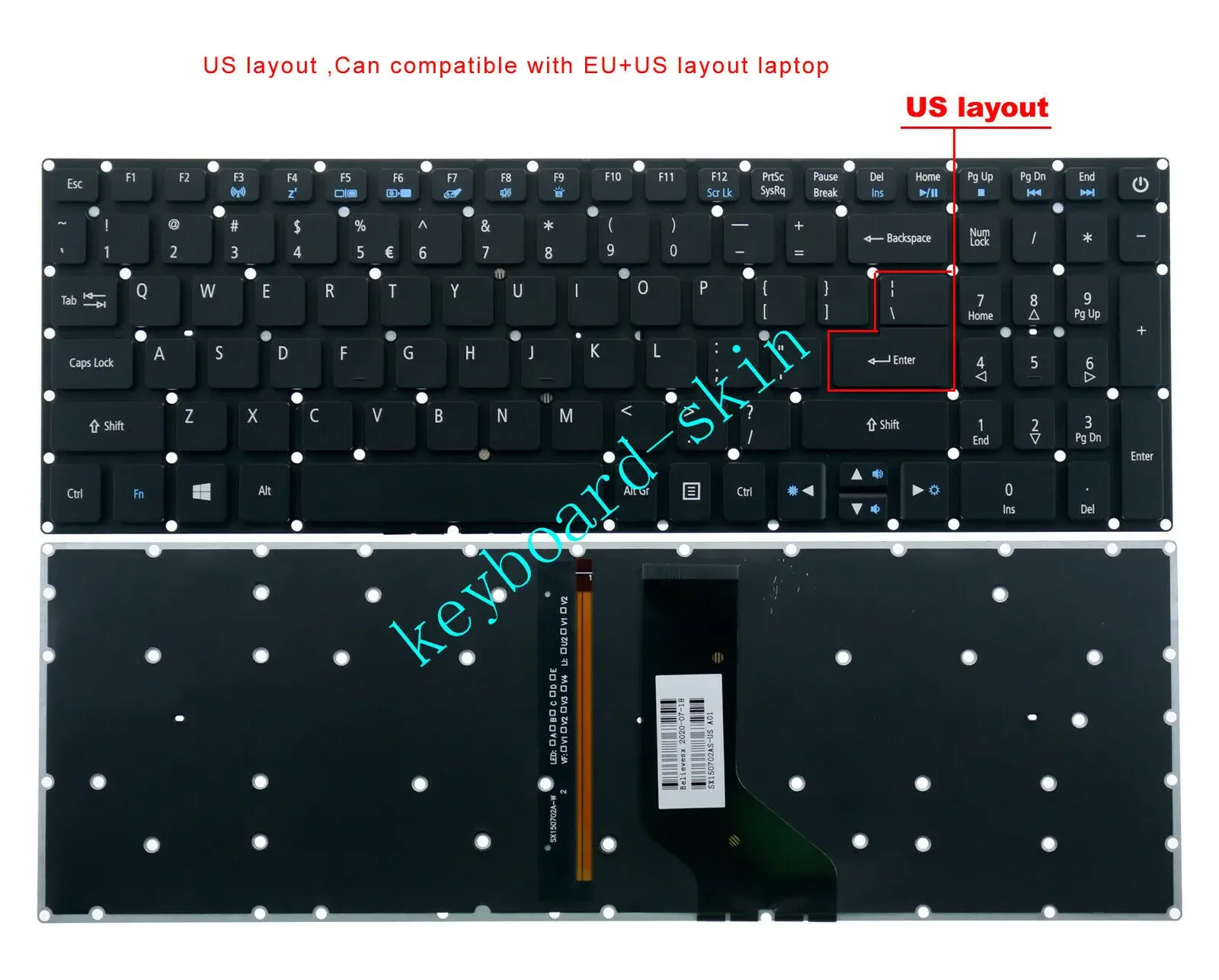 Nouveau US rétro-éclairé clavier Pour Acer Aspire E5-523 E5-532 E5-552 E5-553 E5-573 E5-574 E5-575 E5-576 E5-752,E5-772,E5-773 ordinateur portable