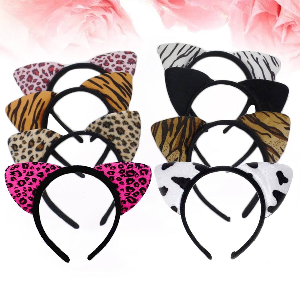 

8Pcs Cat Ears Headband Hair Hoop Animal Headdress Child Lightweight Fun Party Costume Prop Adorable Accessories