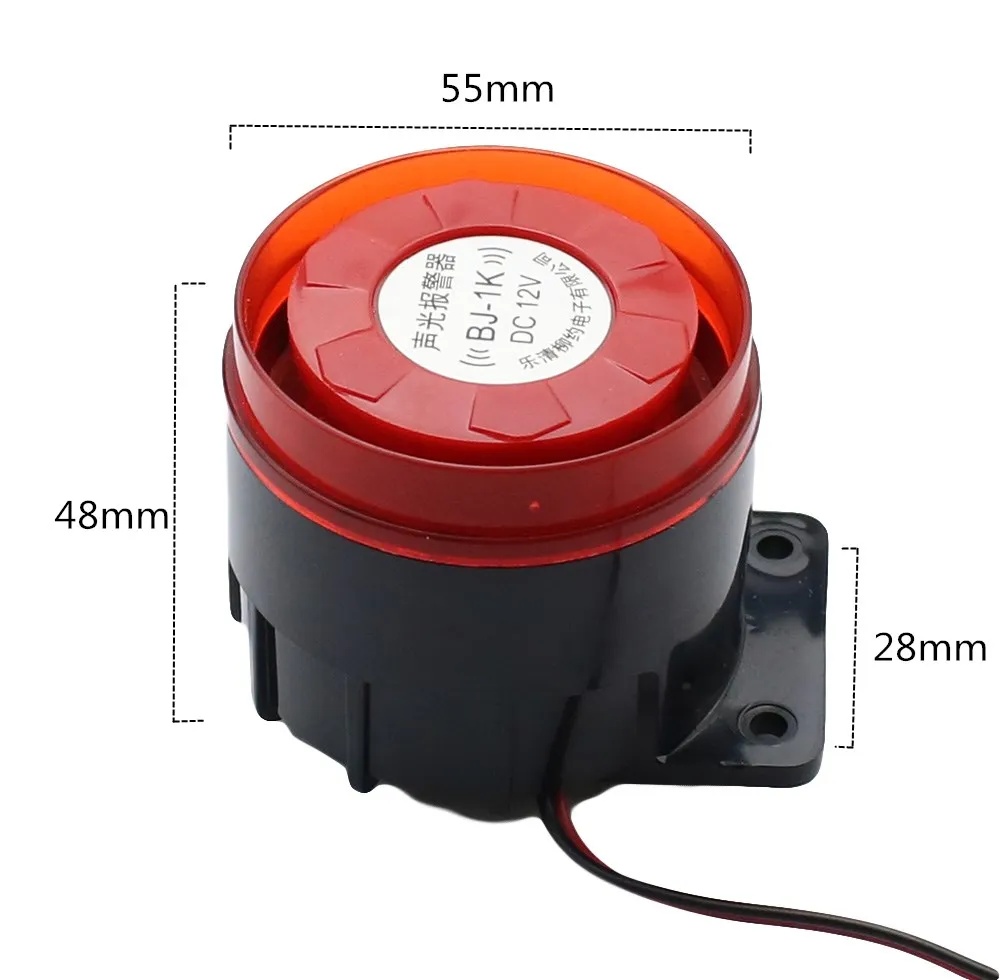 BJ-1K high decibel anti-theft alarm 12V / 24V / 220V with strobe signal light alarm