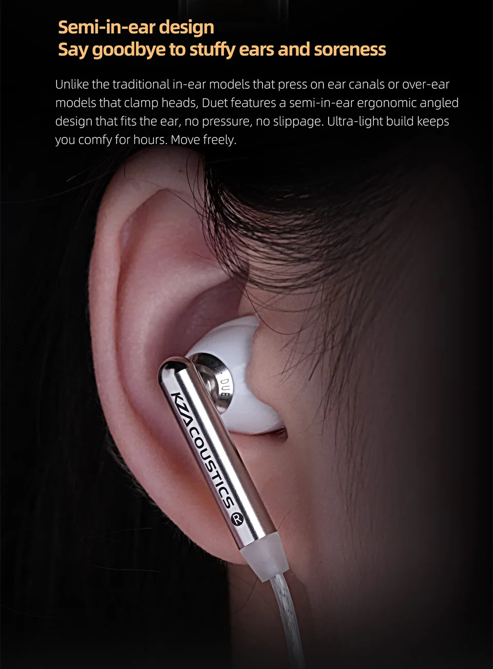 Earphone KZ Duet Dual Dynamic Driver HiFi Quad Core Bass Stereo Sound Wired untuk Musik dan Gaming