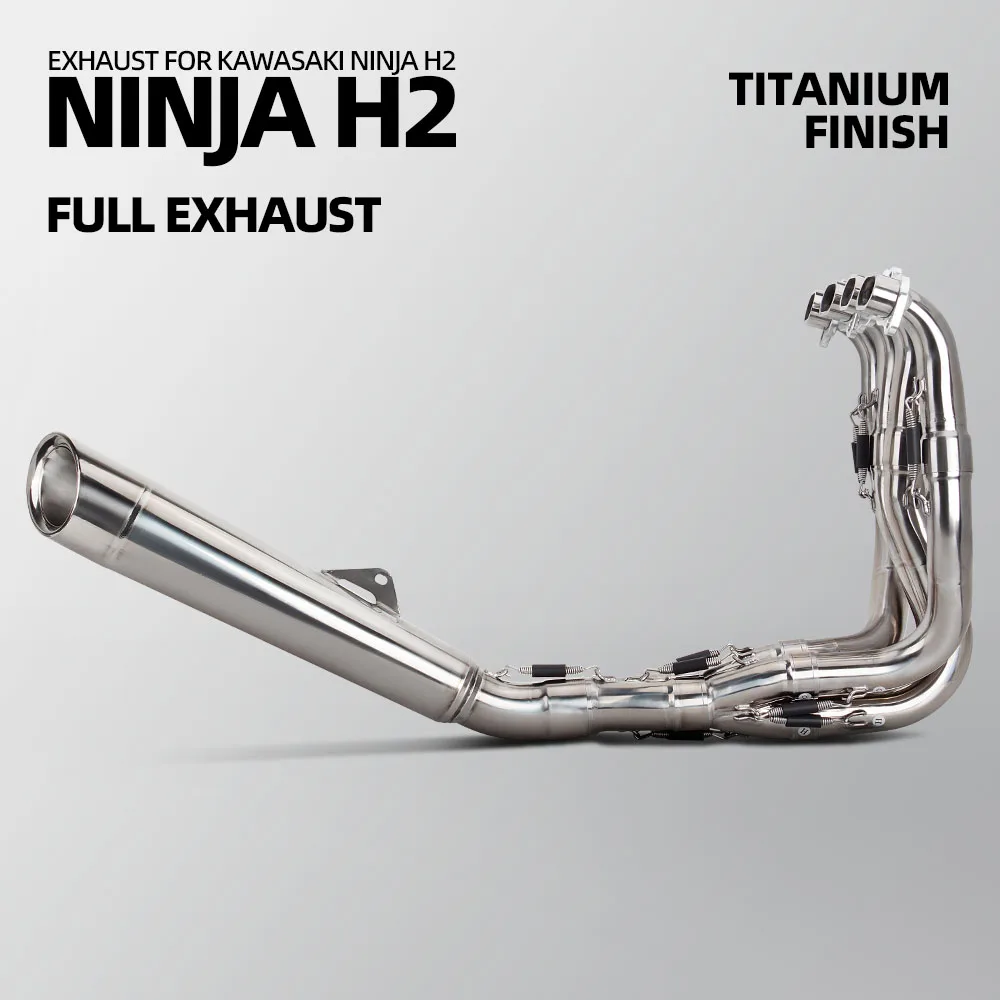 Motorcycle Exhaust Full Titanium System Modify Glossy Kit For Kawasaki Ninja H2R H2C H2 Escape Front Pipe Slip on Line Muffler