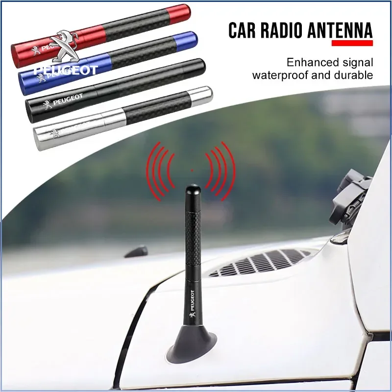 12CM Car Radio Antenna Carbon Fiber Roof Signal Aerial Replacement Caps for Peugeot 3008 2008 308 206 207 407 Wheel Center Caps