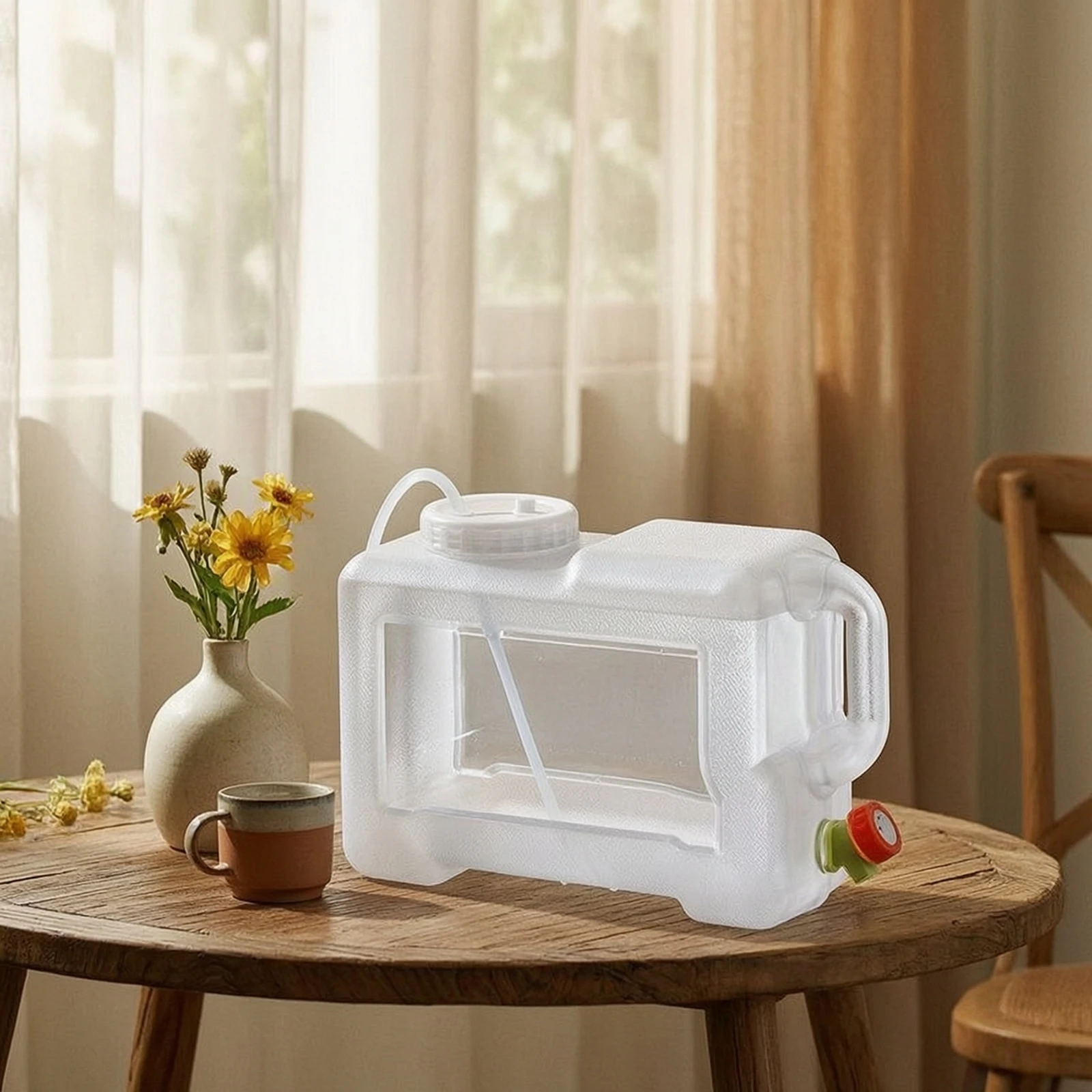 Water Container with Faucet Transparent Container with Spigot and Lid Water Container with Lid Easy to Use for Tea Lovers, Home