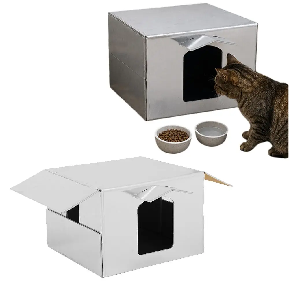 Aluminum Foil Outdoor Cat House Waterproof Winter Warm Stray Dog Sleeping Beds Foldable Insulation Winter Warm Pet Cave Home