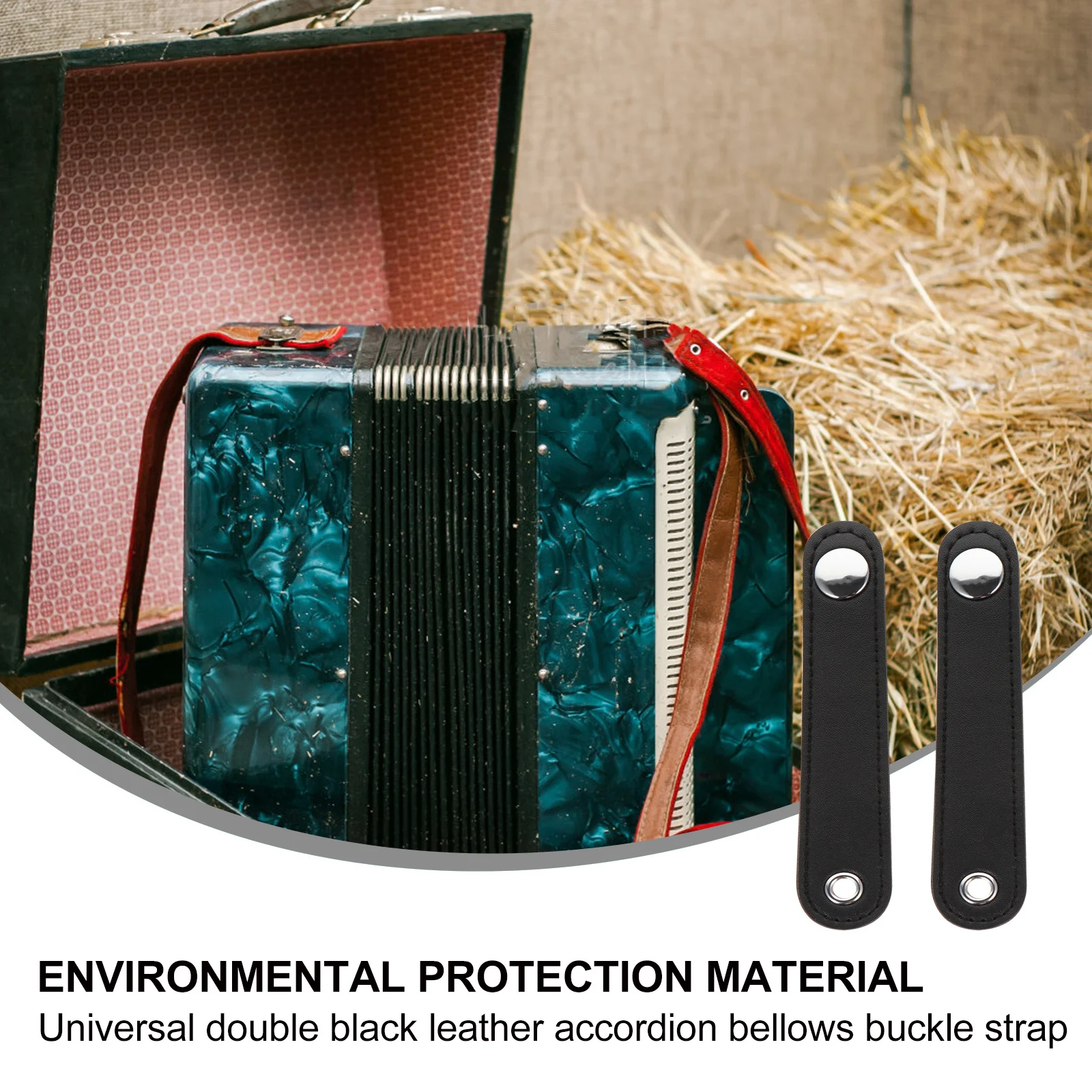 

2pcs Universal Accordion Buckle Black Faux Space Bellows Belt Parts Accordion Parts Bellows Belt Accessory