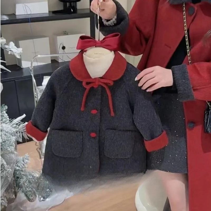 2025 Winter New Christmas Atmosphere High end Western Style Double Sided Woolen Coat