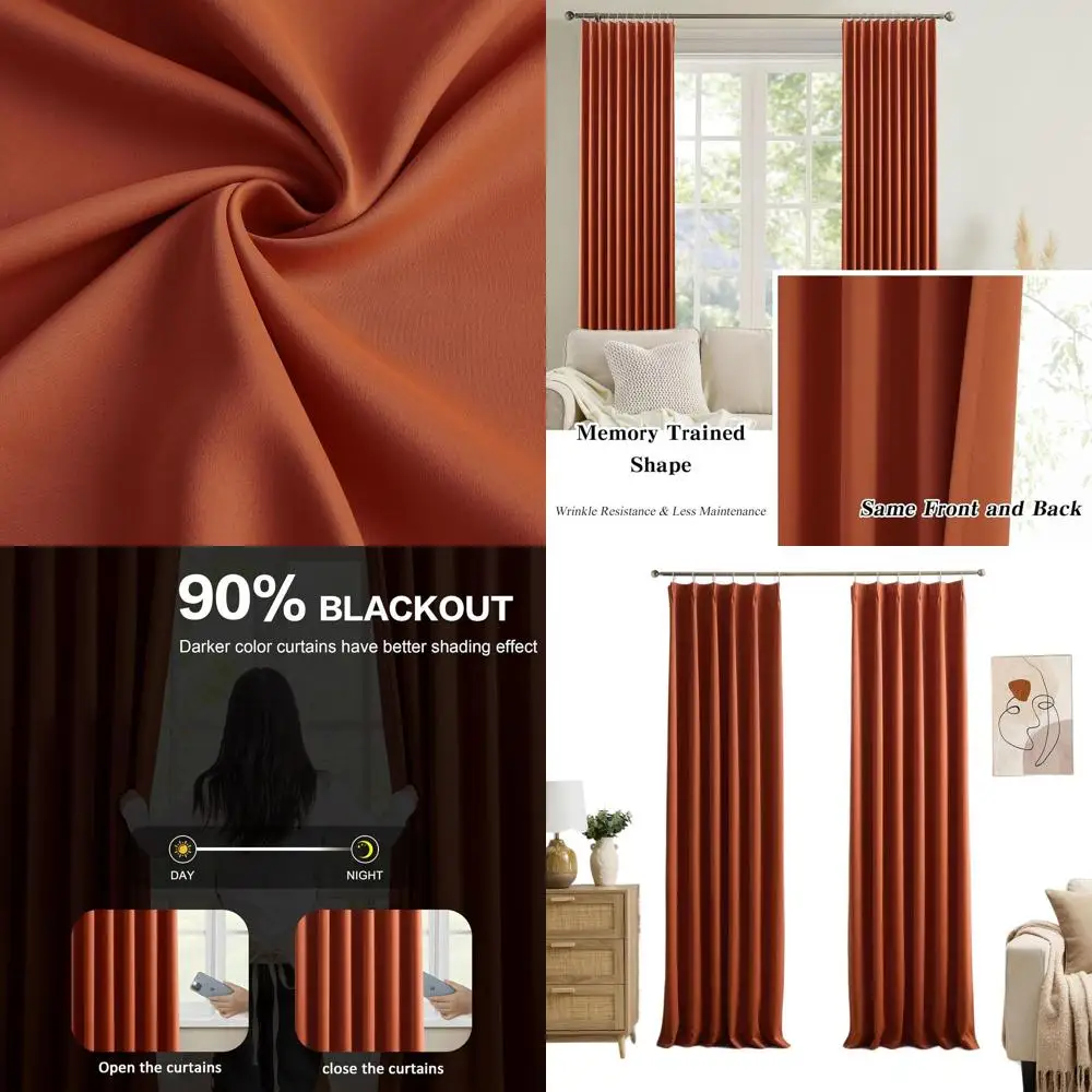 

Рустикальные западные термоизолированные плиссированные шторы, медные затемняющие, комплект из 2 панелей, 40 Ш x 102 л