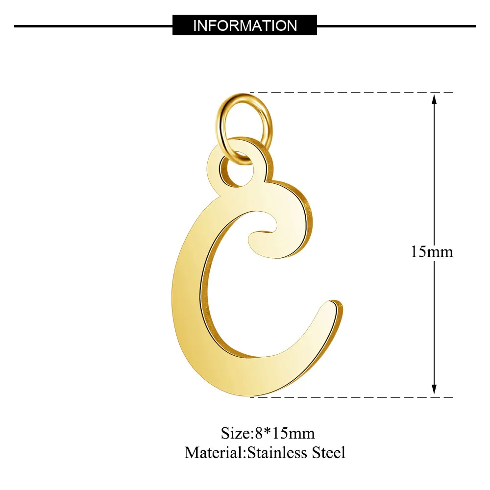 10pcs/lot Alphabet A-Z Letter Stainless Steel DIY Jewelry Charm Wholesale Initial Necklace Making Pendant Never Fade Top Quality
