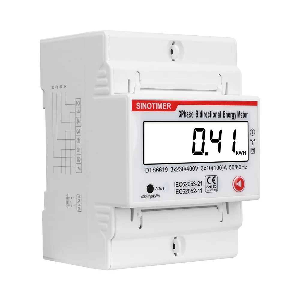 Dgital Energy Meter Bidirectional Wattmeter 100A 380V AC 3 Phase 4 Wire kWh Power Meters Backlit LCD Display