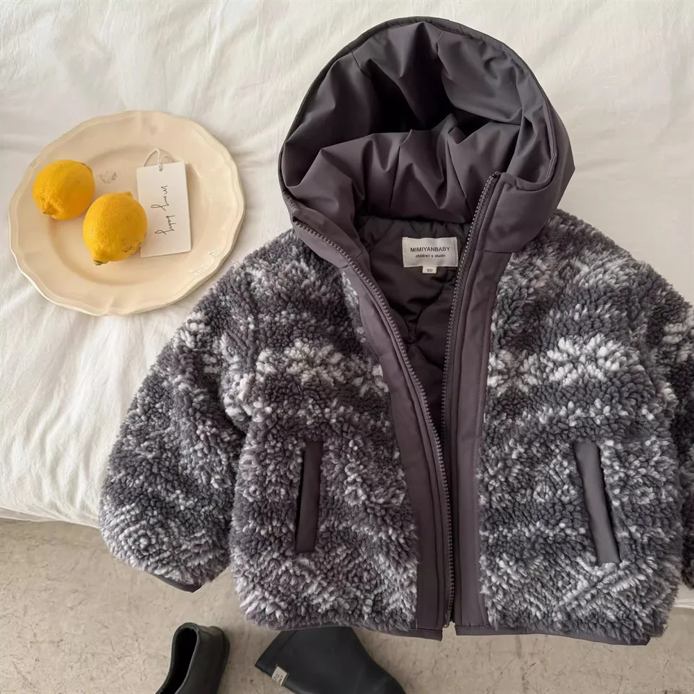 أطفال الصوف معطف مقنع الخريف الشتاء سميكة الدافئة امبسوول سستة القطن الستر للفتيات الفتيان الأطفال ملابس خارجية #4