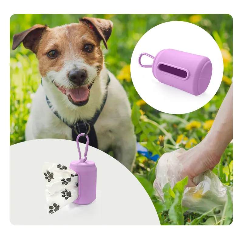Distributeur de sacs à déjections pour animaux de compagnie en silicone souple — Matériau résistant aux déchirures ; pratique pour l'entretien quotidien des déjections des animaux.