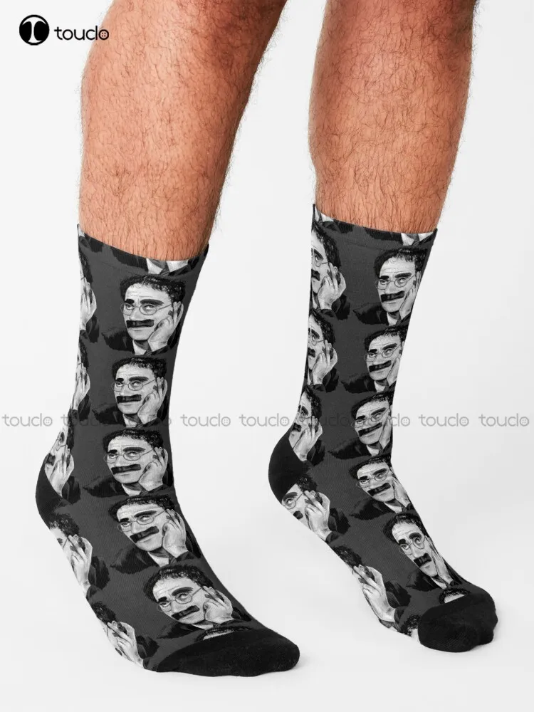 Groucho Marx Portrait Illustration By Burro Socks Cotton Socks For Men Cartoon Comfortable Best Girls Sports 360° Digital Print