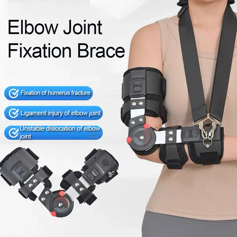 Hinged ROM Elbow Brace, Adjustable Post-Op Stabilizer Splint, Arm Injury Recovery Support Fracture Immobilization Rehabilitation