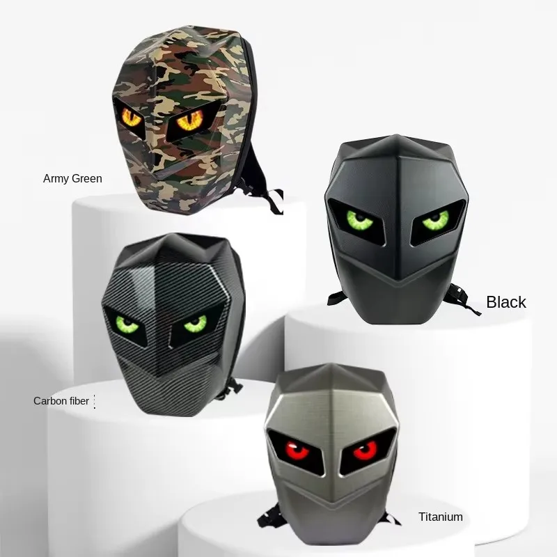 

Rider Motorcycle LED Backpack Light Bluetooth Carbon Fiber School Bag Hardshell Motorcycle Riding Full Helmet Backpacks Rugzak