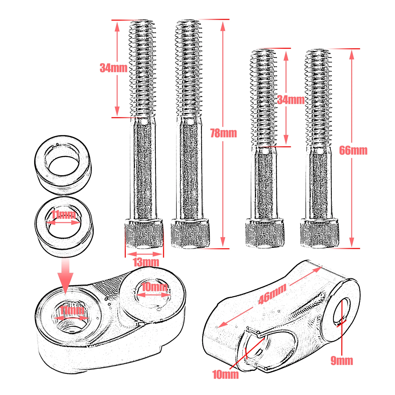 39MM/49MM Motorcycle Turn Signal Relocation Kit Front Indicator Mount Bracket Compatible With Harley Dyna FXR Sportster