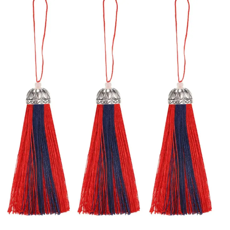 3pcs/lot 10cm Double Colored Tassel Silk Fringe Sewing Bang Tassel Trim Decorative Key Tassels for Curtain Home Decoration