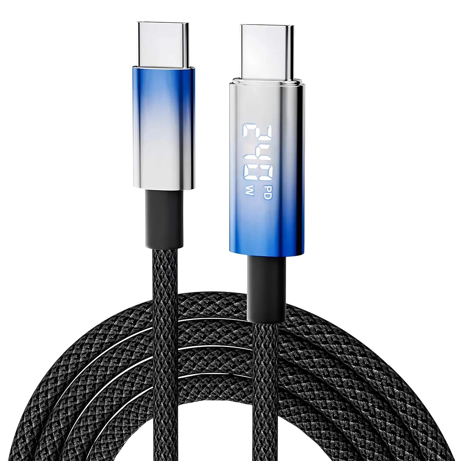 240W Type C To USB C Cable Smartphone Digital Display PD Fast Charger Wire For iPhone 16 Pro Max 15 Xiaomi HUAWEI OPPO Tablet