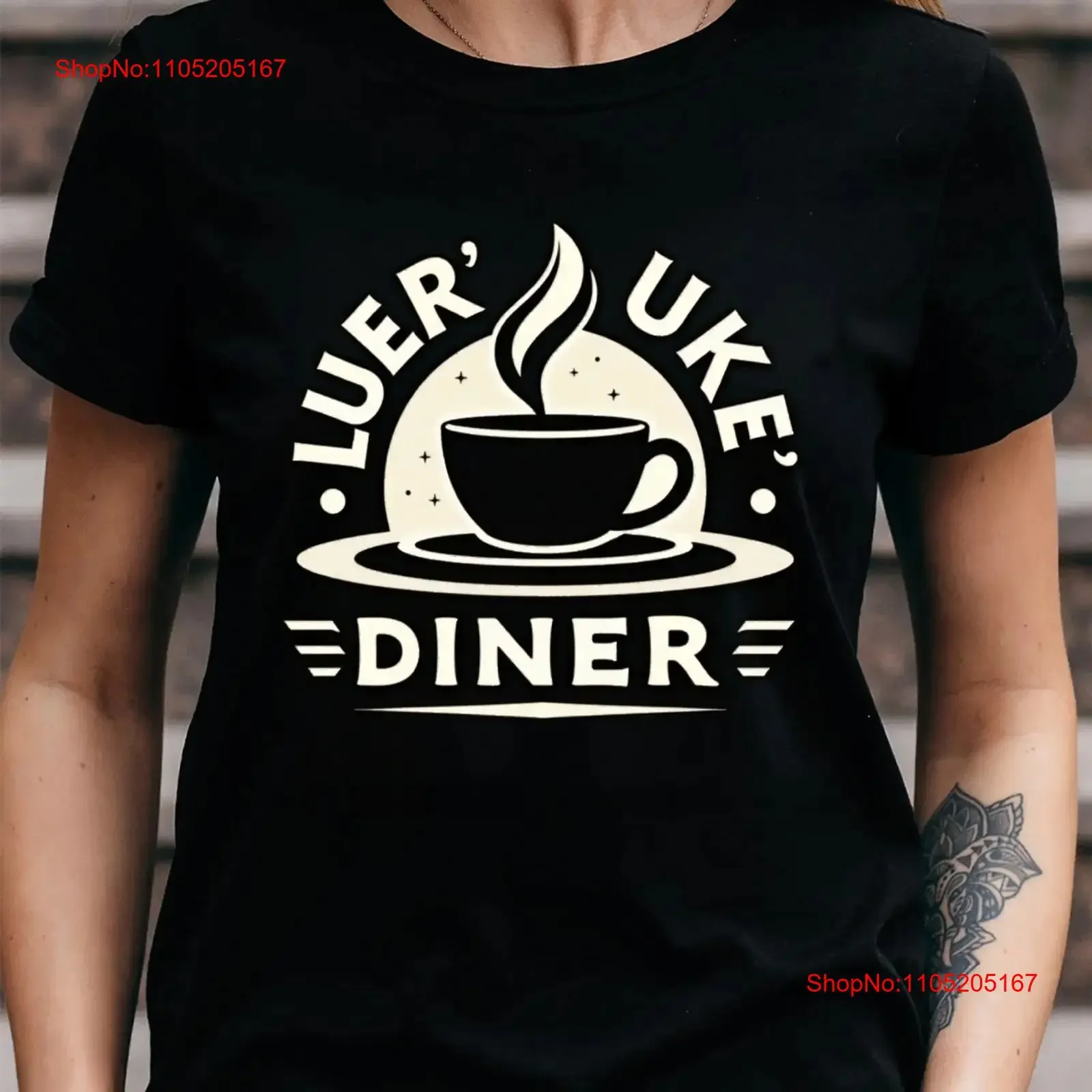 T Shirt with Luke'S Diner Coffee Cup Design Casual Valentine'S Day vintage Washed Slightly Soft Comfortable designer clothes