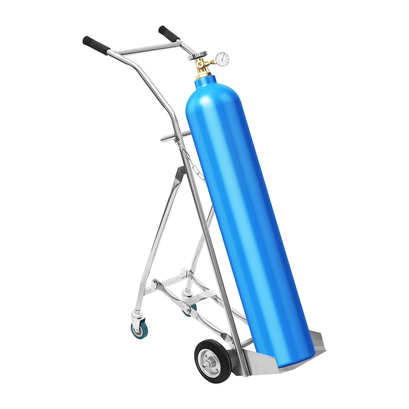 

Oxygen Tank Cart Dolly Stainless Steel Gas Cylinder Cart with Retractable Wheels Propane Tank Cart Cylinder CartTrolley Truck