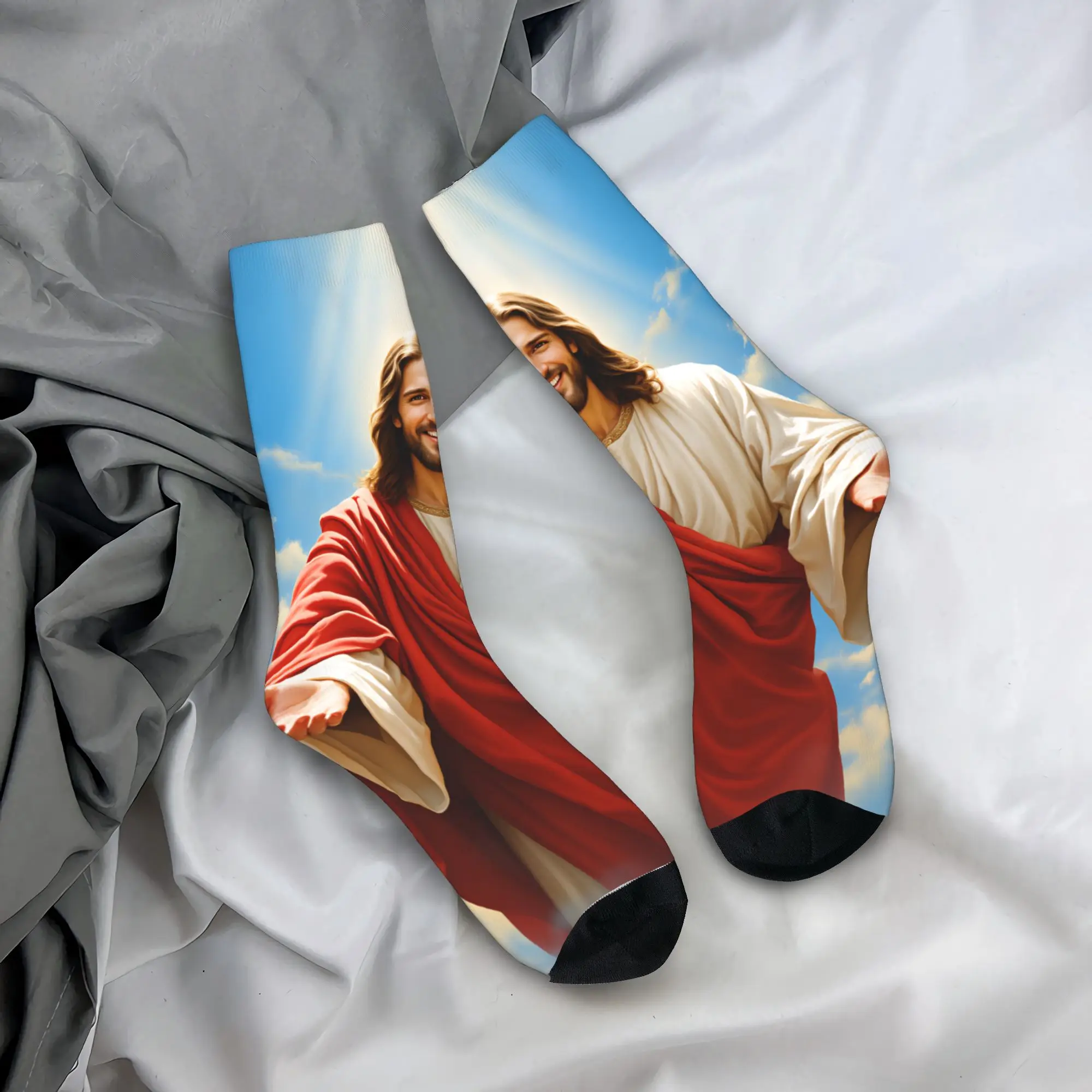 

Мужские носки унисекс, чулки Cristo Иисус, нескользящие удобные носки, зимние спортивные носки с кавайным рисунком на открытом воздухе