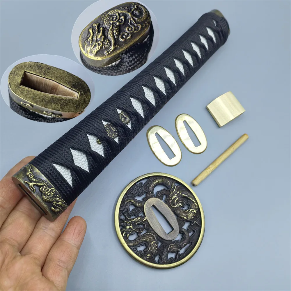 

Nice A Set Carved Dragon Alloy Tsuba Fuchi Kashira Tsuka Handle Brass Habaki Seppas Fittings F Japanese Sword Katana Accessories