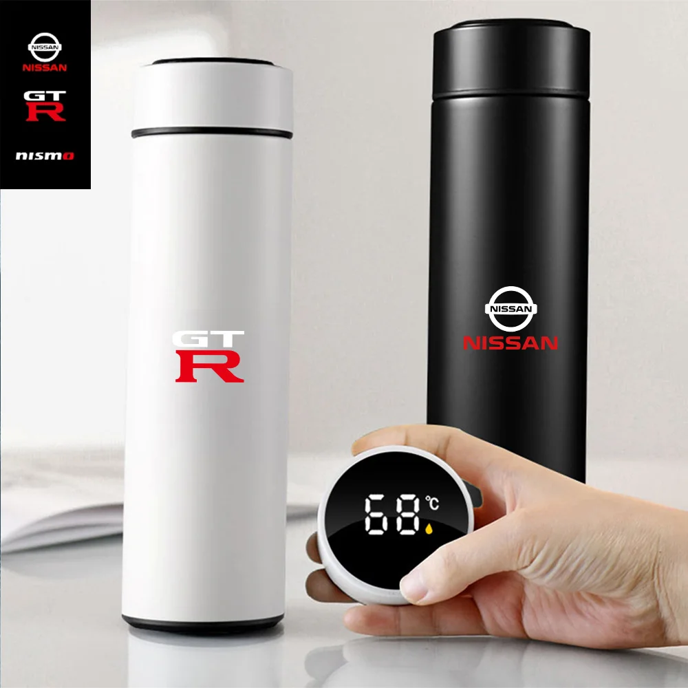 1pc Thermos Bottle Smart Cup With Temperature Display 304 Stainless Steel Vacuum Insulated Intelligent Cup For Nissan Nismo GTR