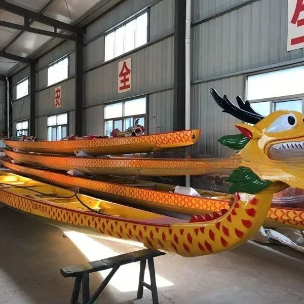 Traditional Dragon Boat Festival solid wood fiberglass dragon boat  competition international standard competition