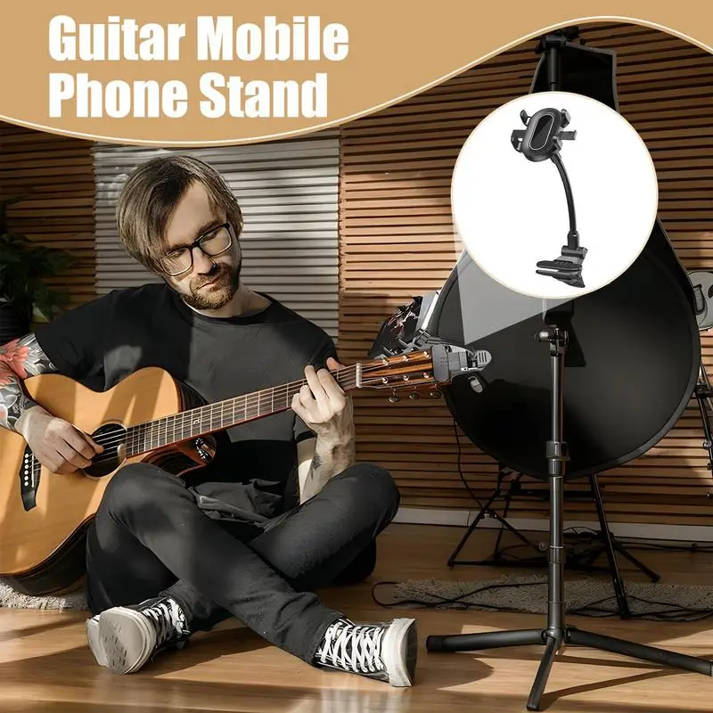 

Guitar Head Phone Holder Guitar Head Mobile Phone Clamp Mount Smartphone Stand Multifunctional Cellphone Clip Video Recording
