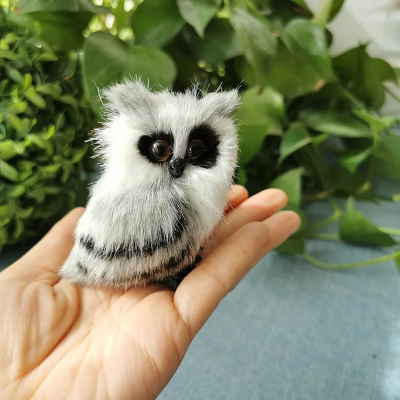 

Cute Owl White Black Furry Christmas Bird Ornament Decoration Adornment Simulation For Home Decor Gift