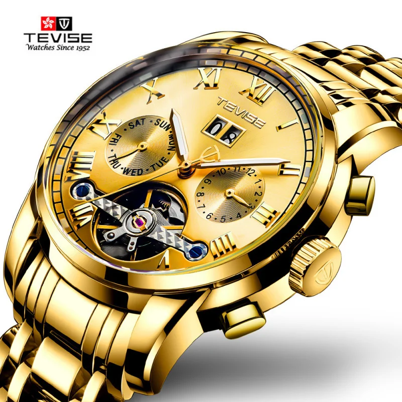 WebsiteSwiss Tevise Tourbillon Watch ، ساعة ميكانيكية للرجال ، ساعة عمل عصرية ، رسمية