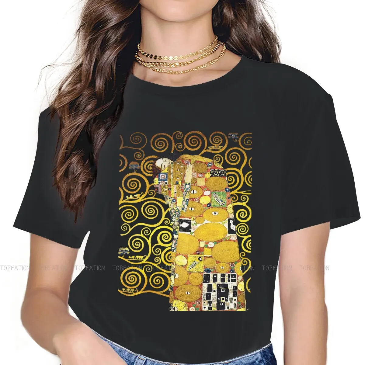 Hug Kawaii Girls Women T-Shirt Gustav Klimt Painting 5XL Blusas Harajuku Casual Short Sleeve Vintage Oversized Tops