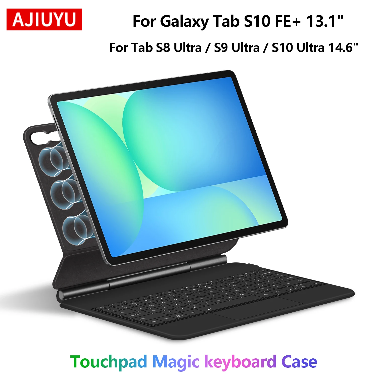 

Чехол с волшебной клавиатурой AJIUYU для Samsung Galaxy Tab S10 FE + 13,1 дюйма S10 S9 S8 Ultra 14,6-дюймовый планшет Smart Magnetic Book Cover Folio