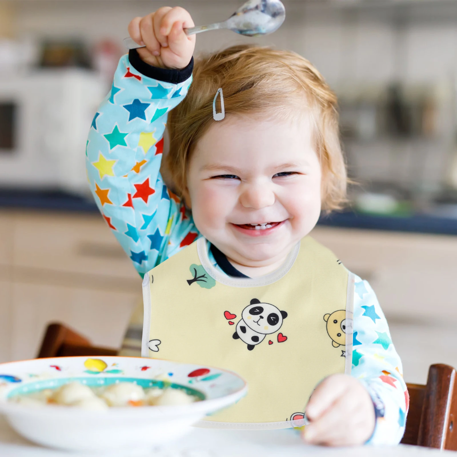 10/20Pcs Baby Bib Cartoon Pattern Pocket Lunch Feeding Bibs Baby Bib Cute Children Baby Apron Kid Burp Cloths Infant Accessories