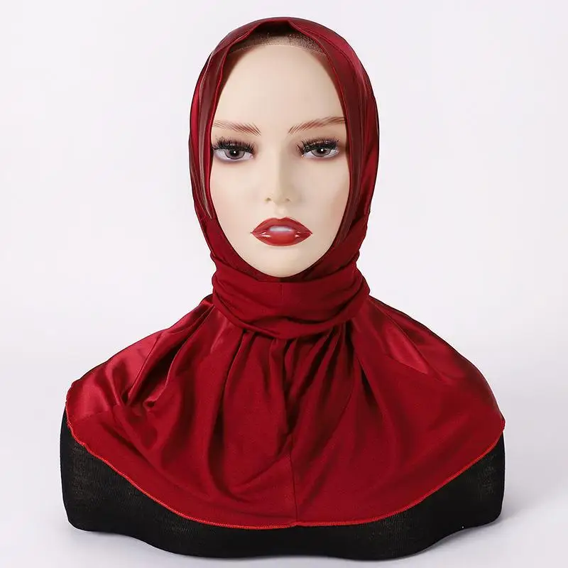 Hijab Cap Muslim Adjustable with Button Turban Islamic Underscarf Bonnet Head Neck Cover Inner Ninja Hat Amira Pull On Headscarf