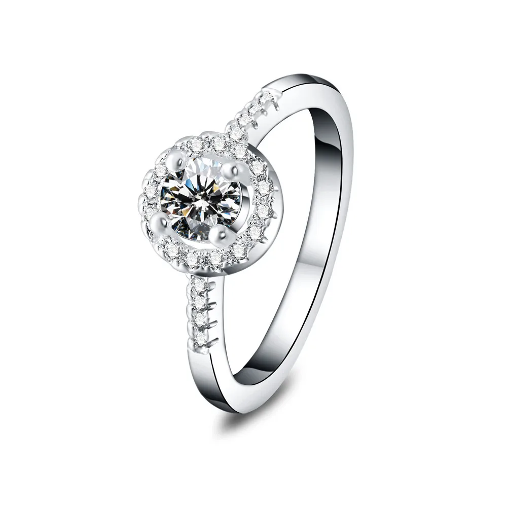 

Hot 925 Sterling Silver Open Ring Engagement Lovely White Zircon Crystal Wedding Party For Women Lady Rings Jewelry Hot