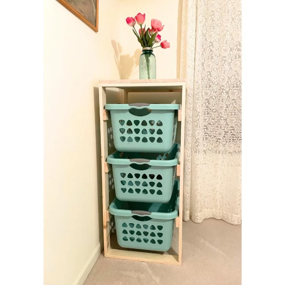 

Laundry Basket Holder Storage Shelf (3 Tier, No Wheels, Narrow)