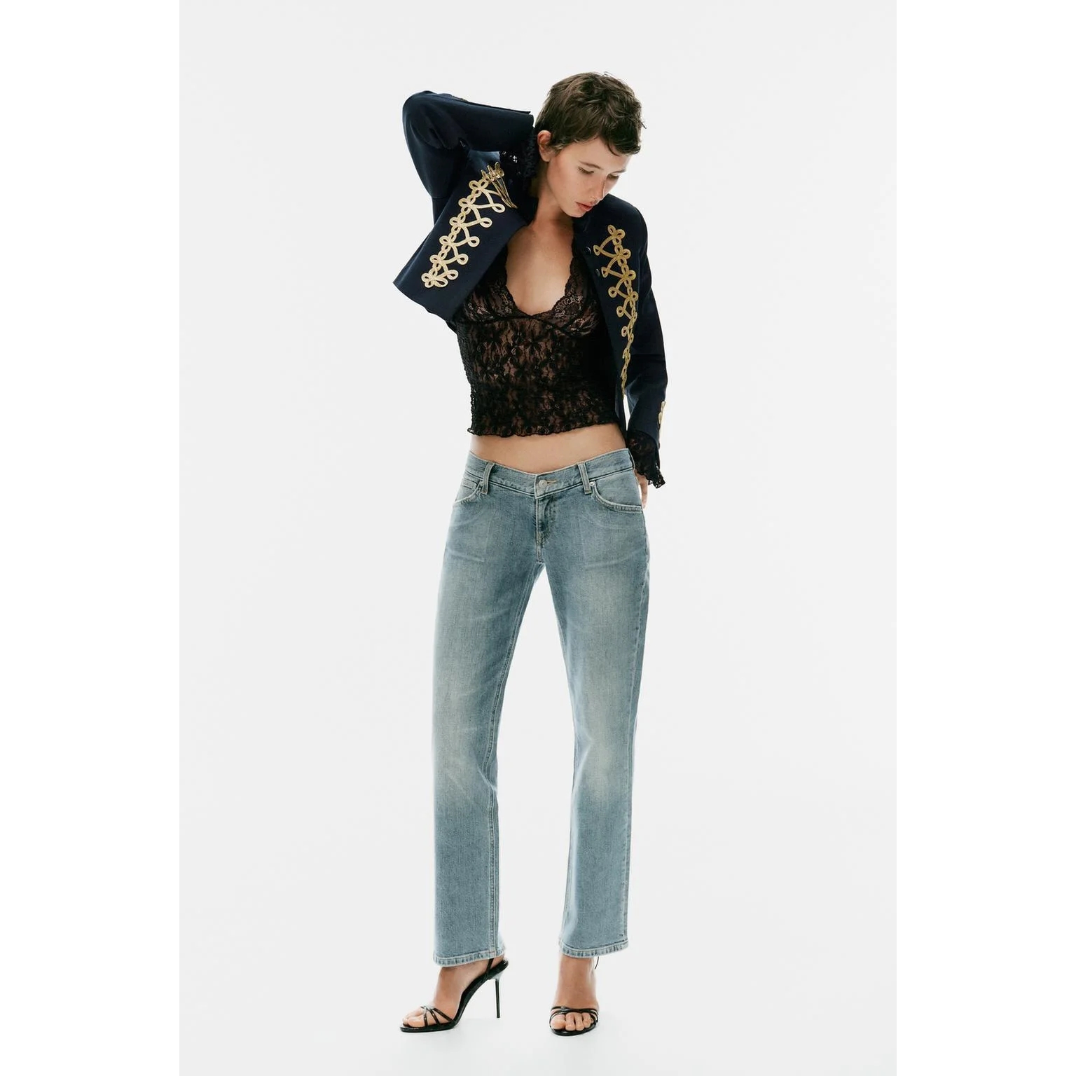 Fashionable Early Autumn Short Suit Jacket Women's Zipper Closure Rope Knot Buckle Slim Fit Polyester Fiber European Style