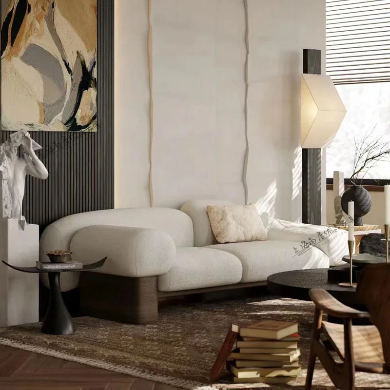 

Прямой ряд для небольшой квартиры, современный французский кремовый диван ваби-ветер из овечьей шерсти