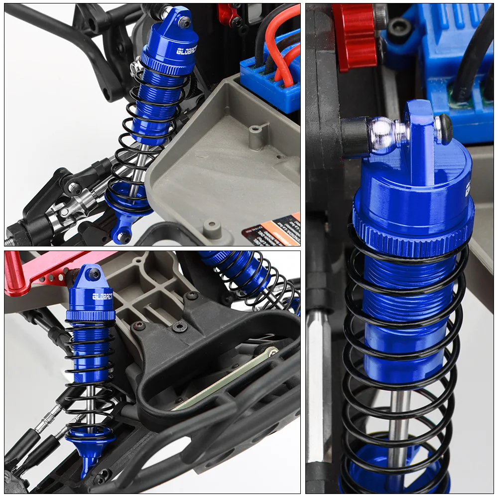 GLOBACT 1:10 RC Front Rear Shocks RC Car Oil Shock Absorber Aluminum for 1/10 Traxxas Slash 2WD Rustler Stampede Raptor Parts