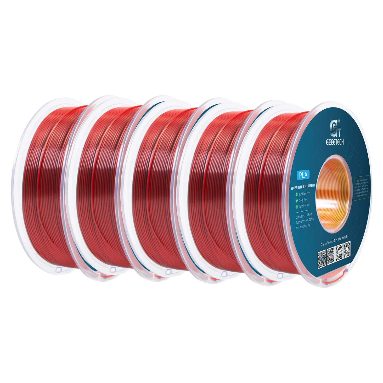 

Geeetech 5Kg Three Tri Color Silk PLA Filament , 3D Filament 1,75 mm Spool Wire (+/-0.03mm) Vacuum packaging, special color