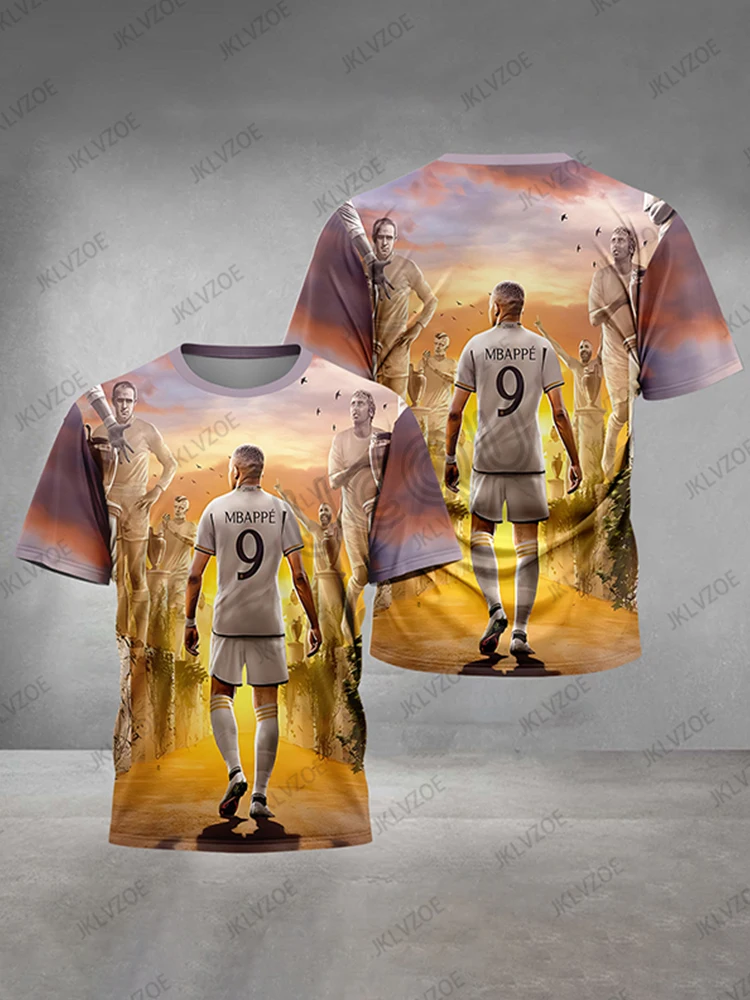 2025 جديد وصول الصيف ثلاثية الأبعاد طباعة كرة القدم ستار كيلانز M-mbapes التي شيرت في الهواء الطلق قصيرة الأكمام س الرقبة تيز الرياضة الاطفال/الكبار القمم #4