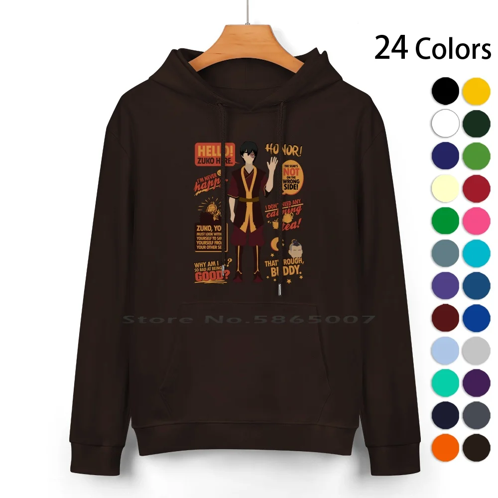 Hello , Zuko Here! Pure Cotton Hoodie Sweater 24 Colors Atla The Last Airbender Prince Zuko 100% Cotton Hooded Sweatshirt For