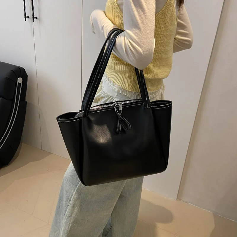 

CGCBAG Fashion Luxury Brand Tote Bag Lage Capacity Women Shoulder Bag Simple Solid Commuting Female Designer Handbags PU Leather