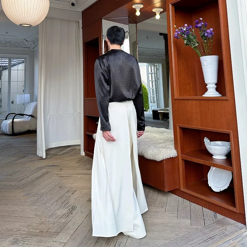 Men Pleated Senior Handsome Skirt Pants Male Sexi Allure Charm Trendy Bad Guy Boy Ins Chic Pantalon Gentlemen Fashion Trousers