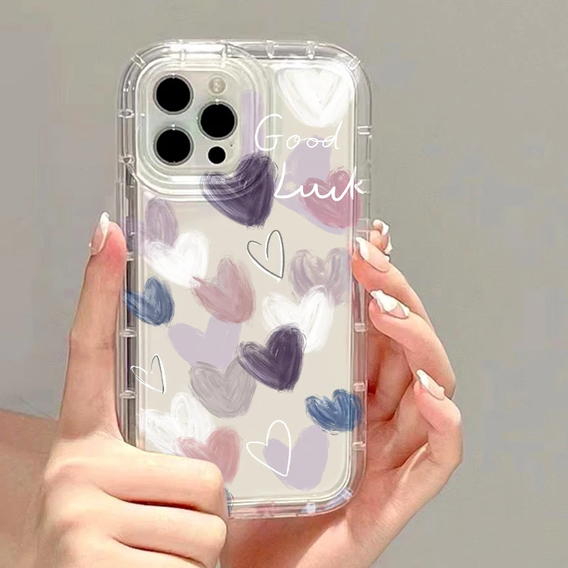 S23 Ultra Case Cute Love Heart Прозрачные чехлы для Samsung S22 S24 Ultra S20 FE S21 Plus S 23 S23Ultra A03 A04 A20S A21S Чехлы Cover